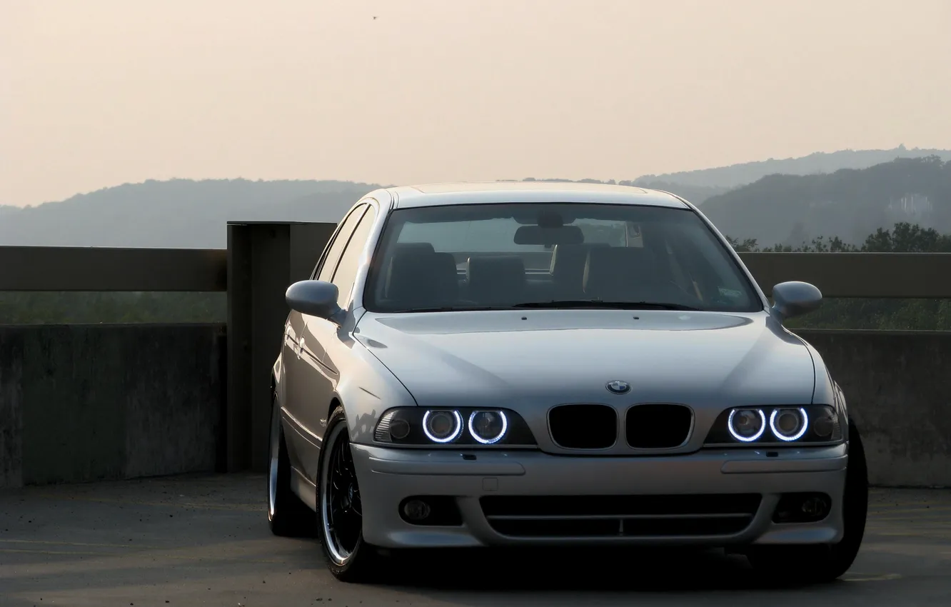 Photo wallpaper lights, BMW, silver, BMW, angel eyes, Boomer, E39, E39