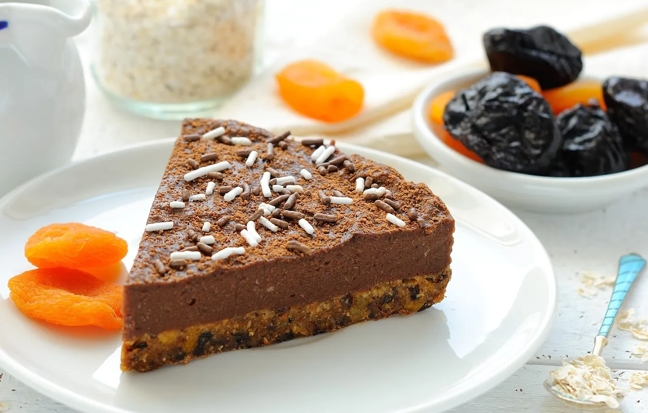 Photo wallpaper food, plate, pie, spoon, dessert, chocolate, cocoa, powder