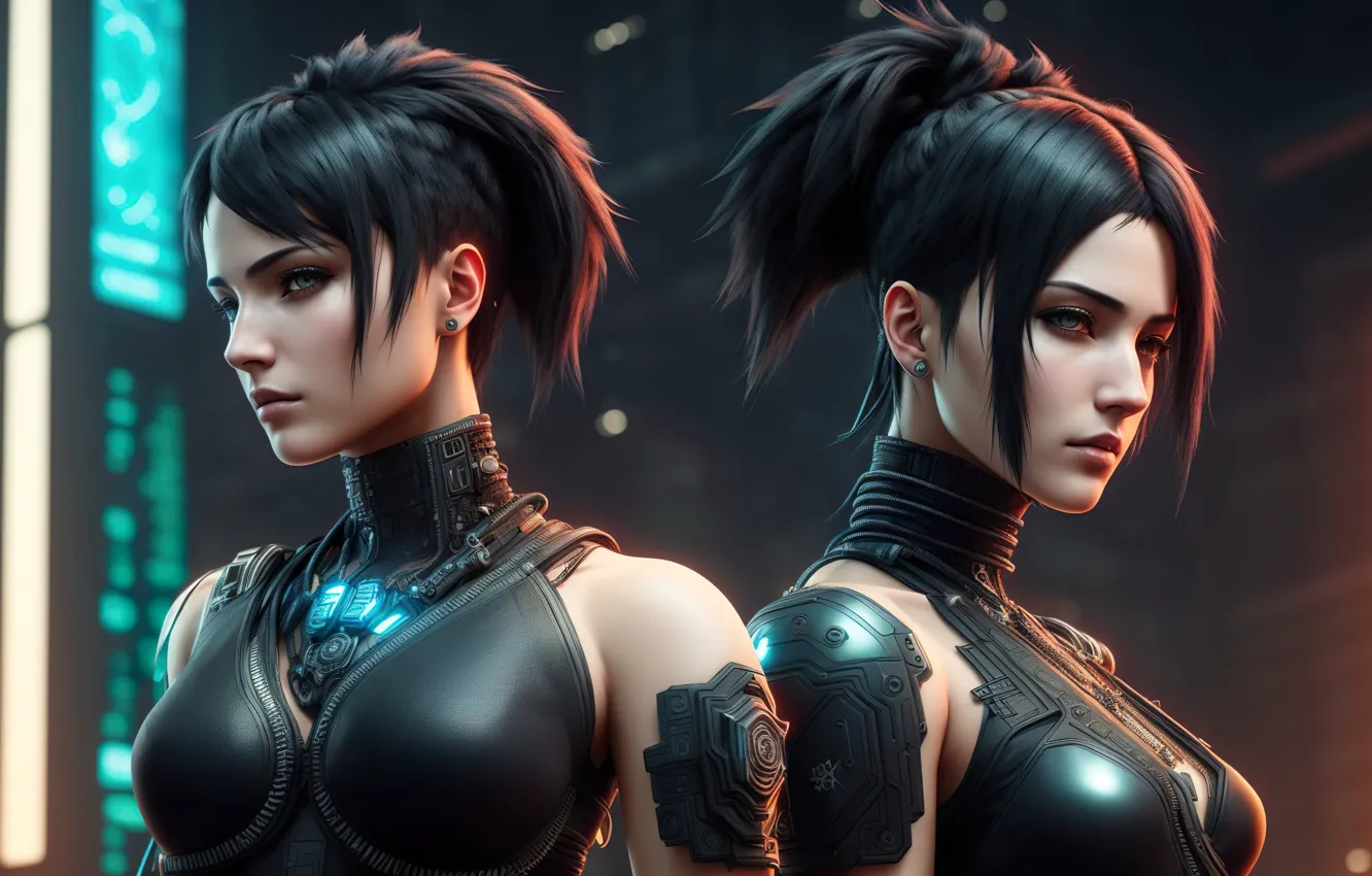 Photo wallpaper girl, fantasy, armor, art, fantastic, cyberpunk, digital art, fantasy art