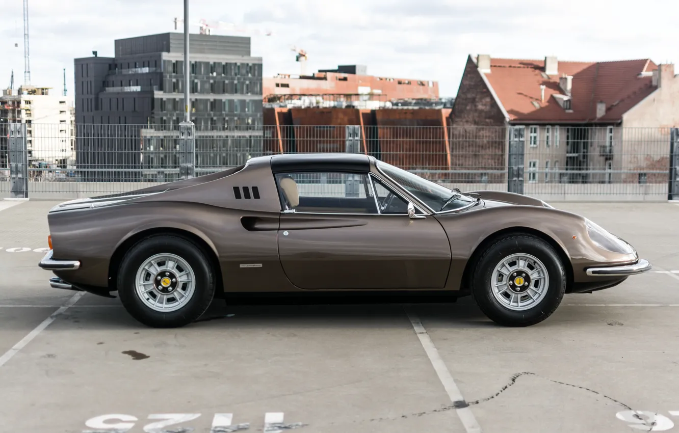 Photo wallpaper Ferrari, 1973, Dino, side view, Ferrari Dino 246 GTS