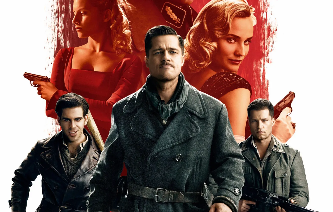 Photo wallpaper Brad Pitt, Brad Pitt, Inglourious Basterds, The second World war, Quentin Tarantino, Quentin Tarantino, Inglourious …