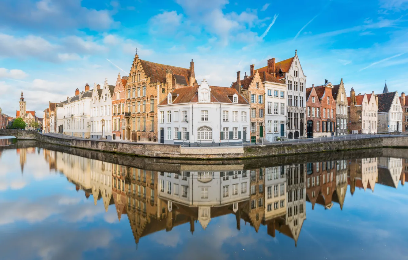 Photo wallpaper reflection, home, channel, Belgium, Bruges