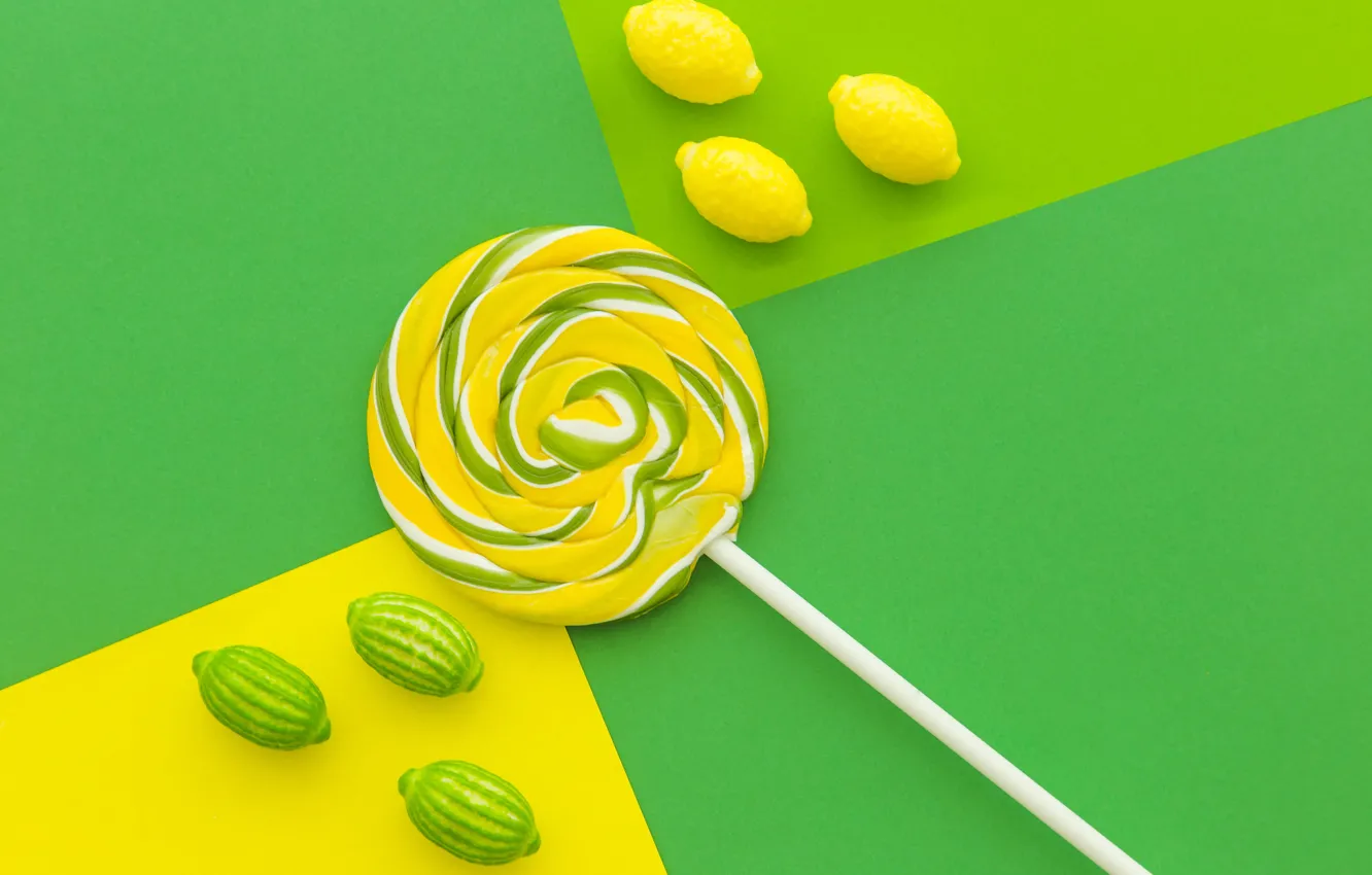Photo wallpaper lemon, candy, Lollipop