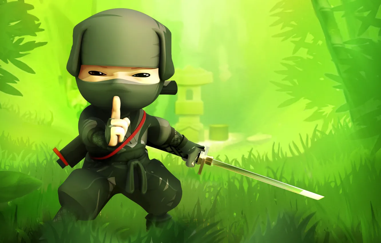 Photo wallpaper greens, grass, background, green, katana, grass, game, ninja