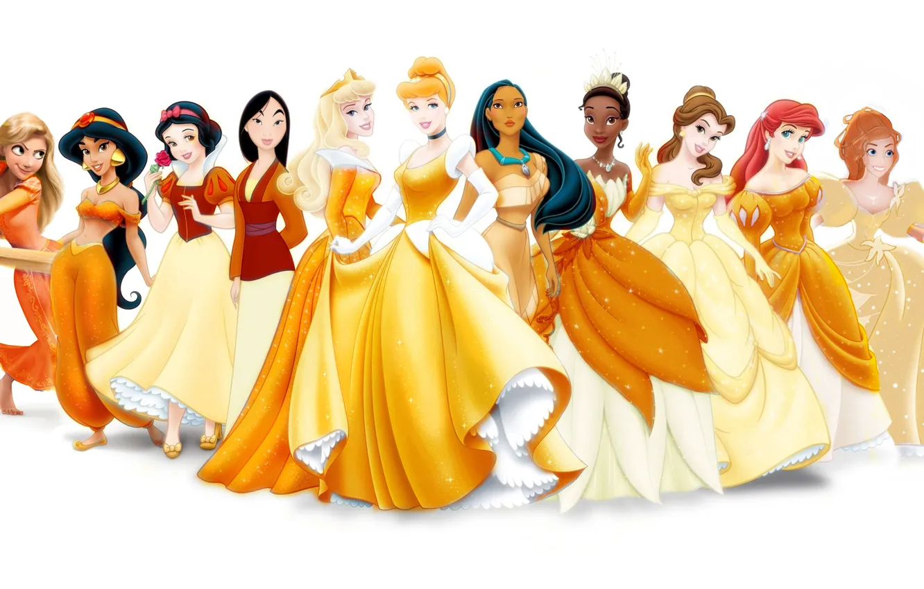 Photo wallpaper Rapunzel, Princess, Giselle, Ariel, Mulan, Tiana, Belle, Cinderella