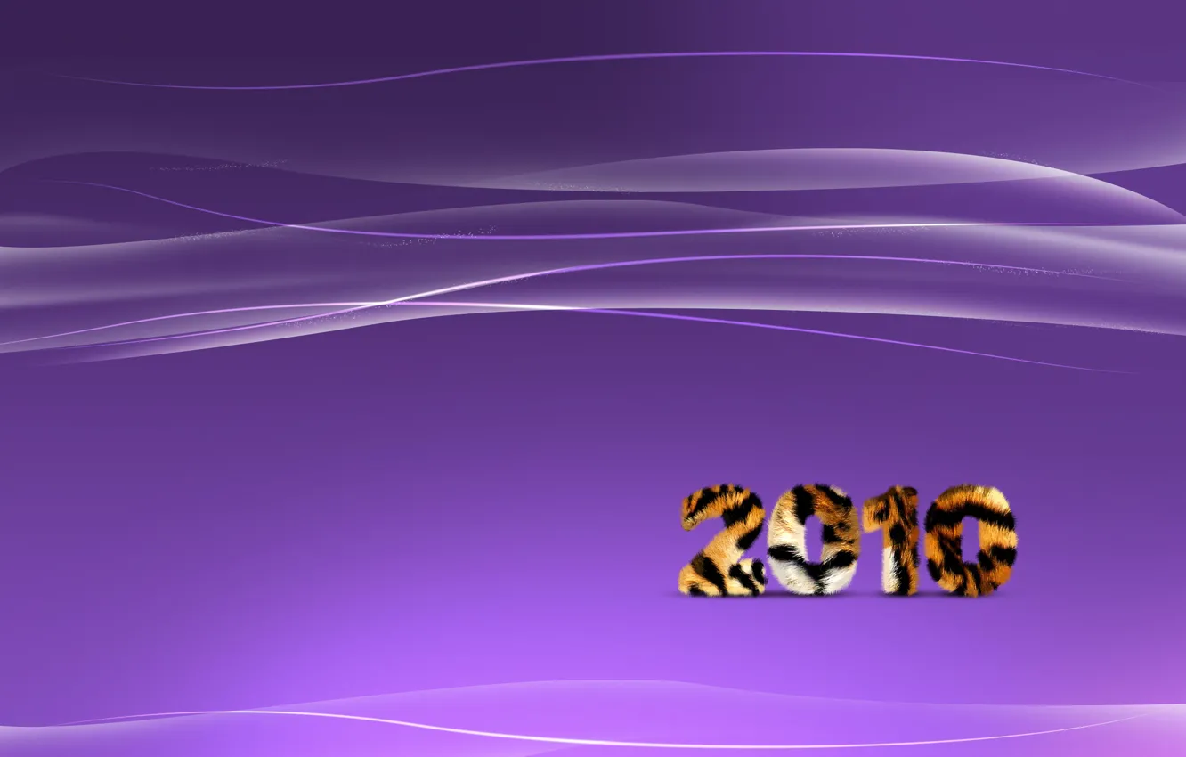 Photo wallpaper wave, purple, line, tiger, strip, new year, 2010