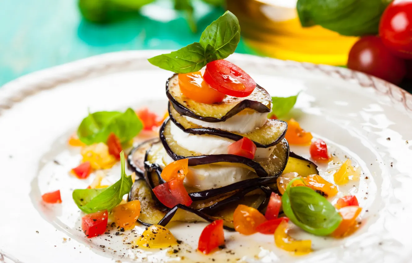 Photo wallpaper eggplant, vegetables, tomato, salad