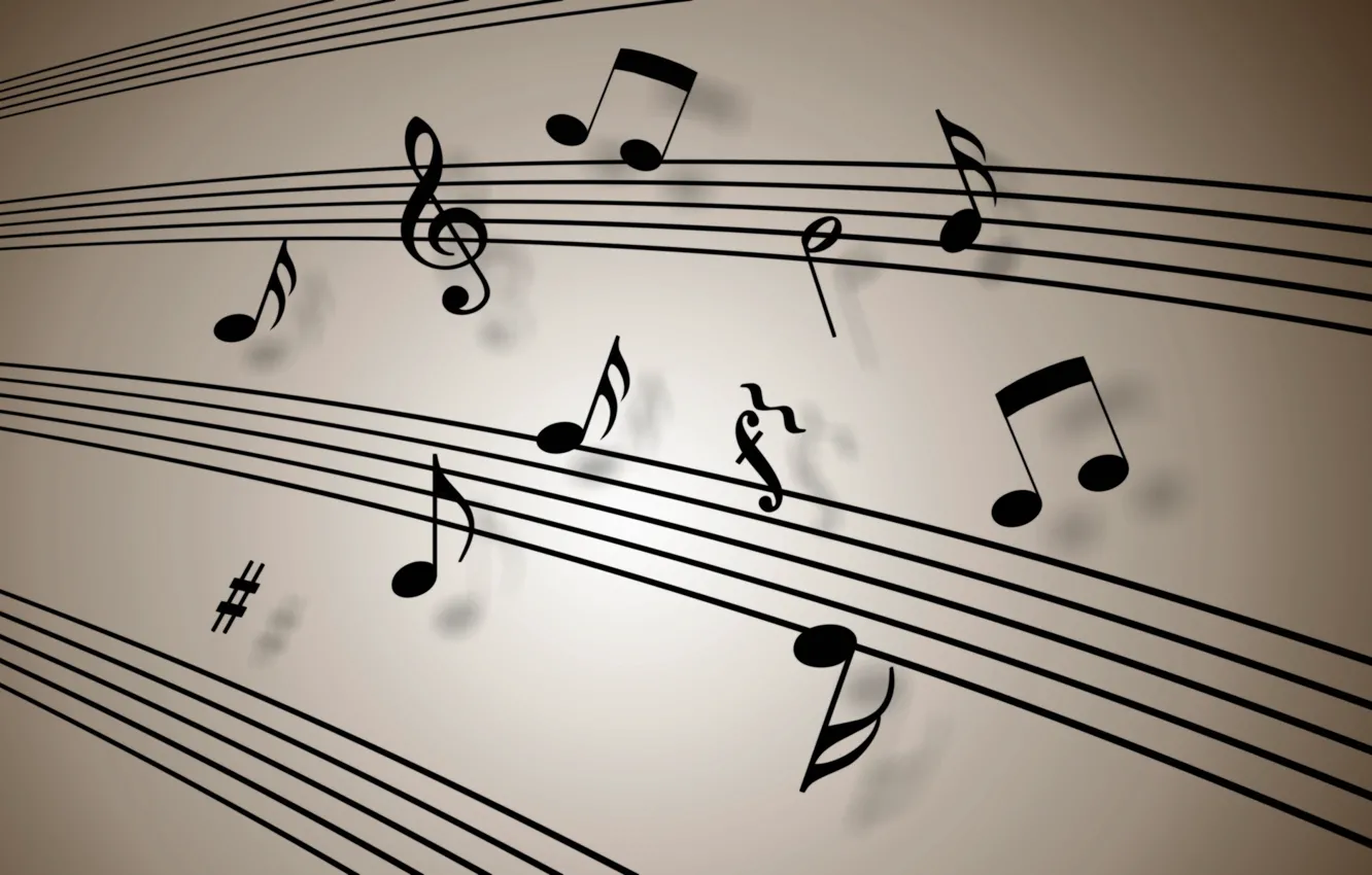 Photo wallpaper white, leaves, notes, background, key, stave, violin, SHARP