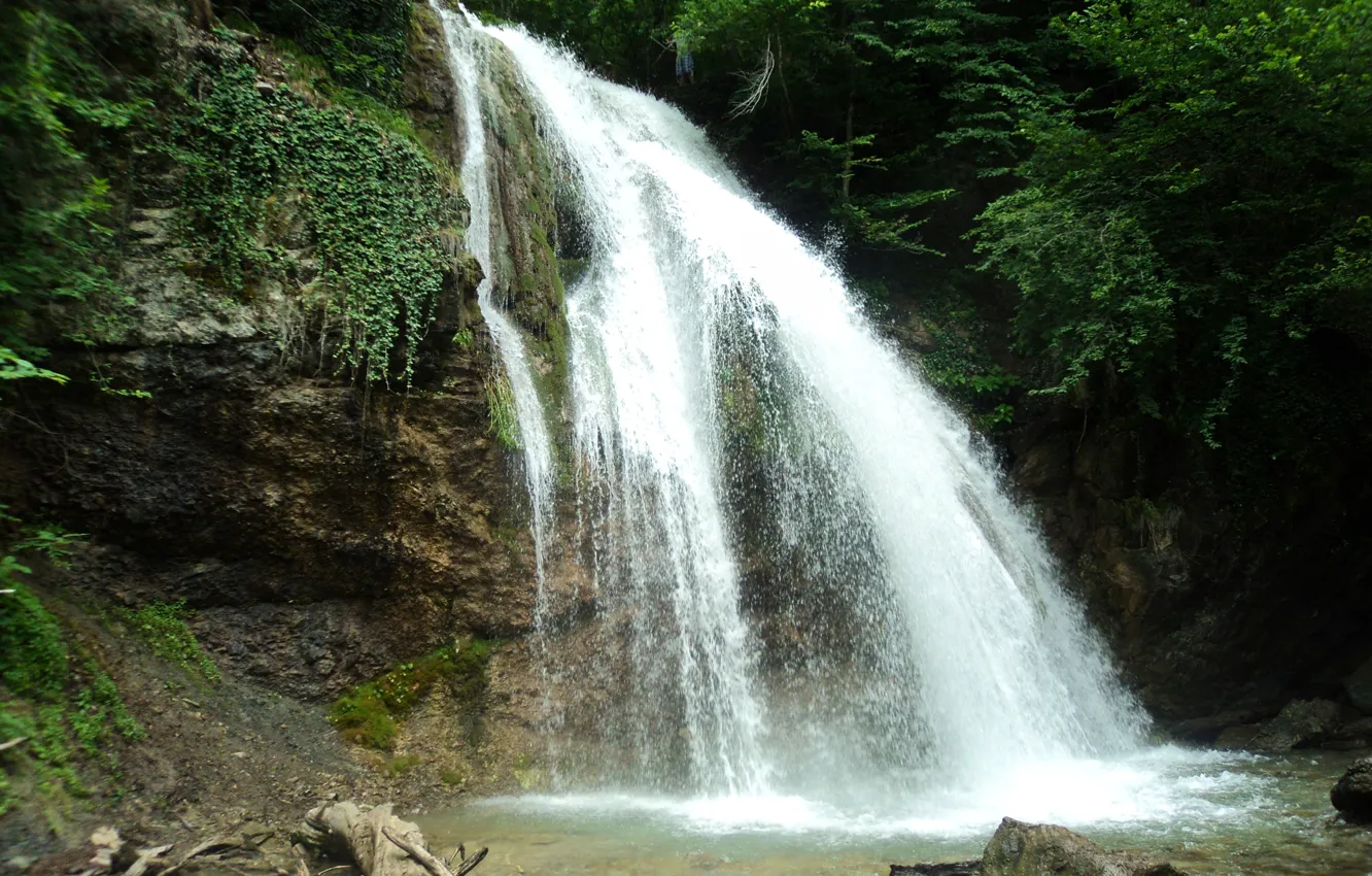Photo wallpaper forest, freshness, waterfall, Crimea, waterfall, Jur-Jur, Crimea
