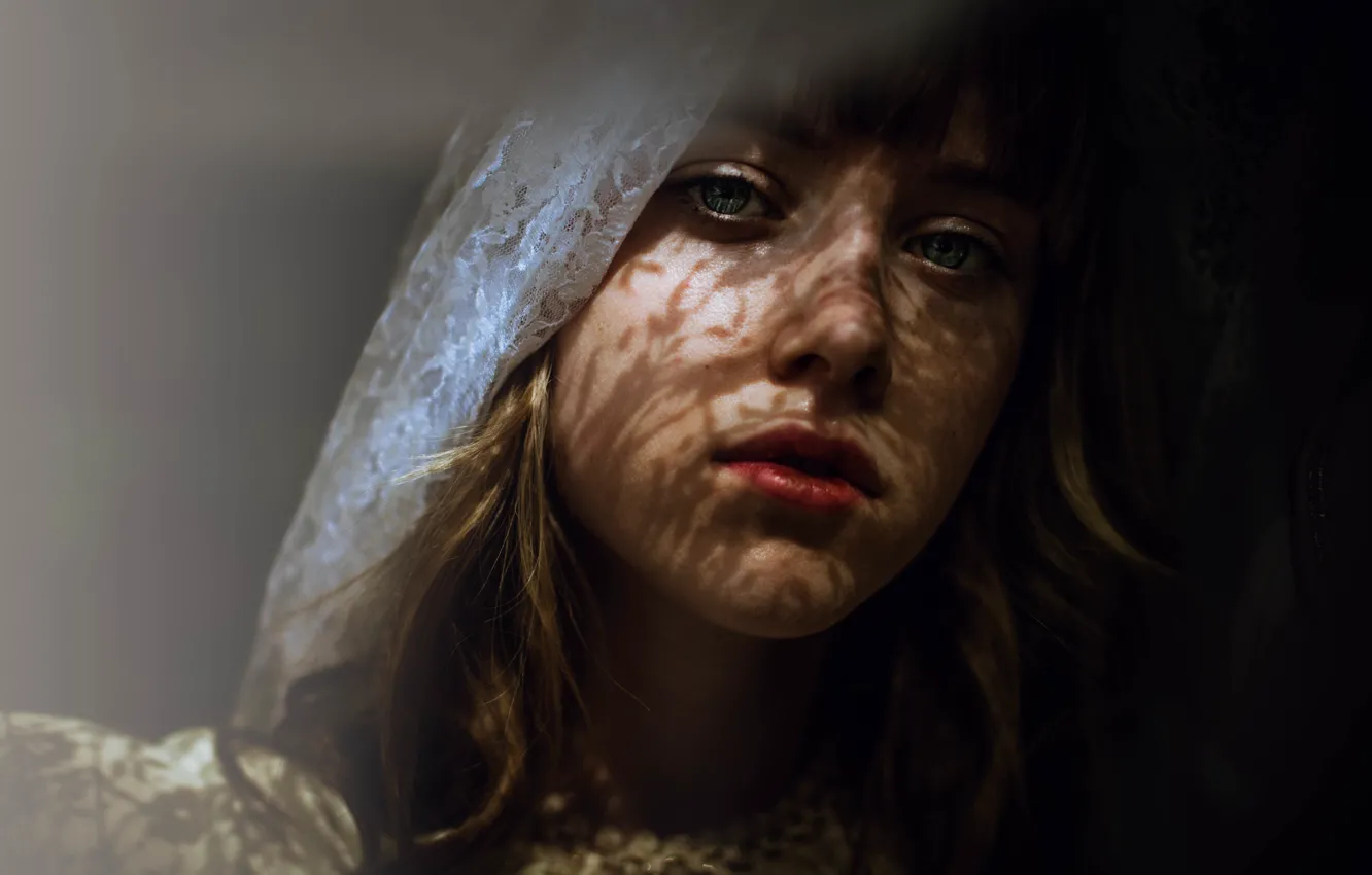 Photo wallpaper eyes, look, face, shadow, lips, cutie