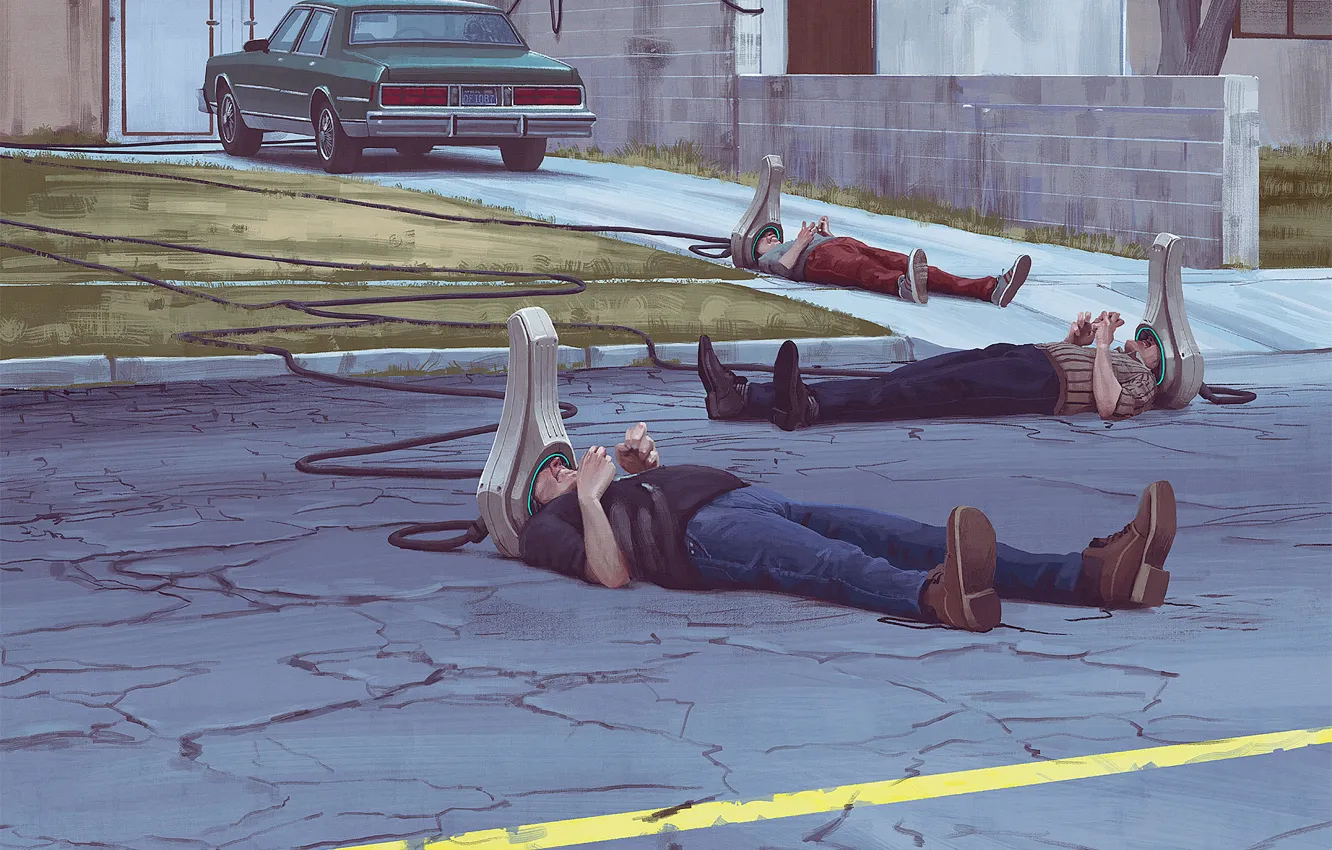 Photo wallpaper fiction, figure, art, Simon Stalenhag