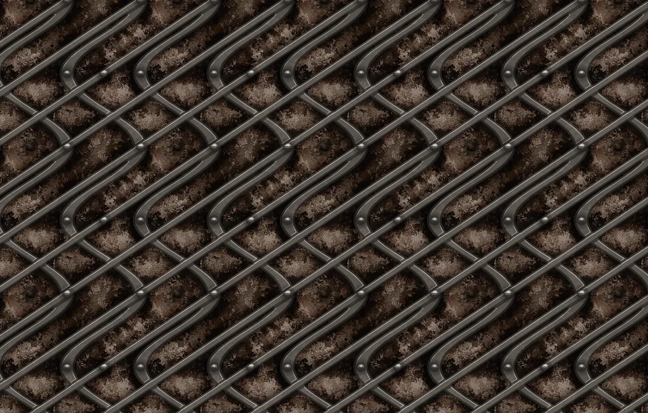 Photo wallpaper wave, metal, strip, background, the fence, texture, rivets