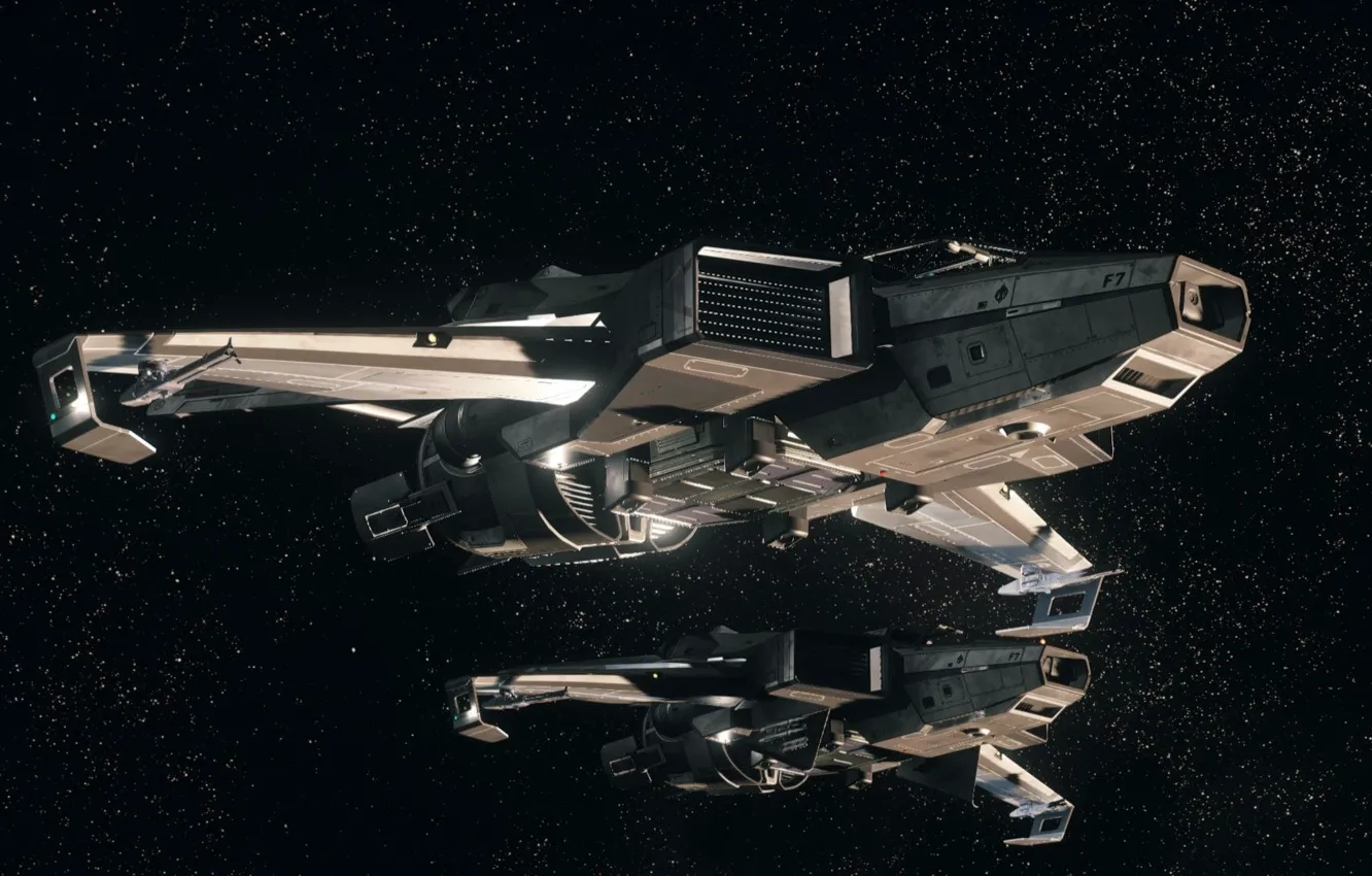 Photo wallpaper stars, flight, starship, Hornet, Star Citizen