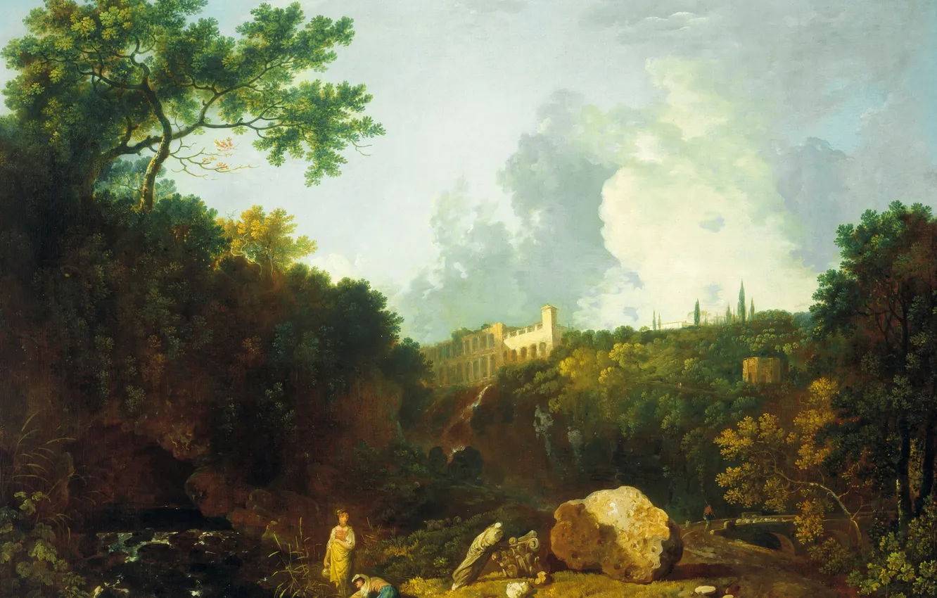 Photo wallpaper landscape, picture, Landscape at Tivoli with View of the Villa of Maecenas, Richard Wilson