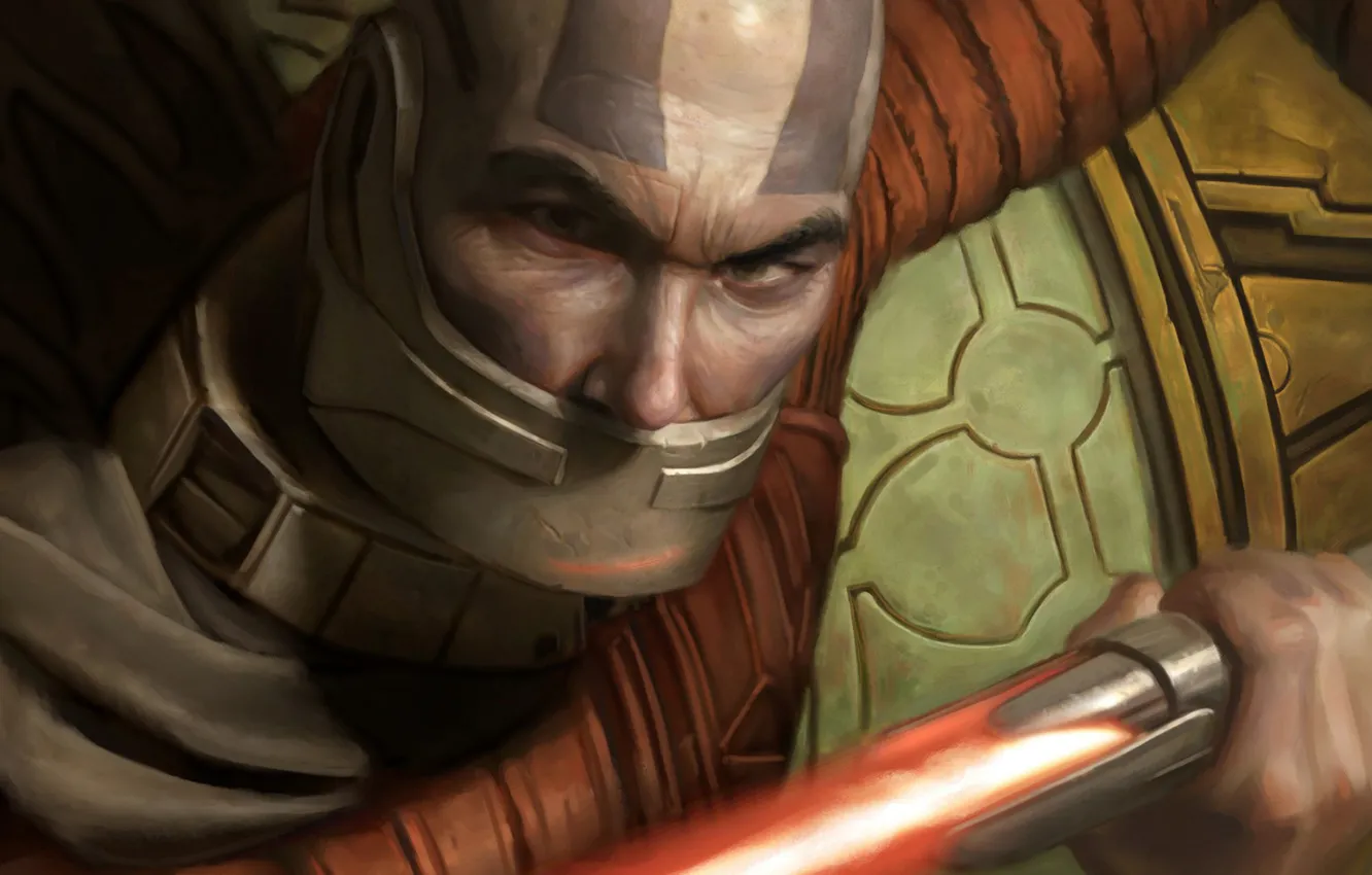 Photo wallpaper face, weapons, sword, Star Wars, male, Knights of the Old Republic
