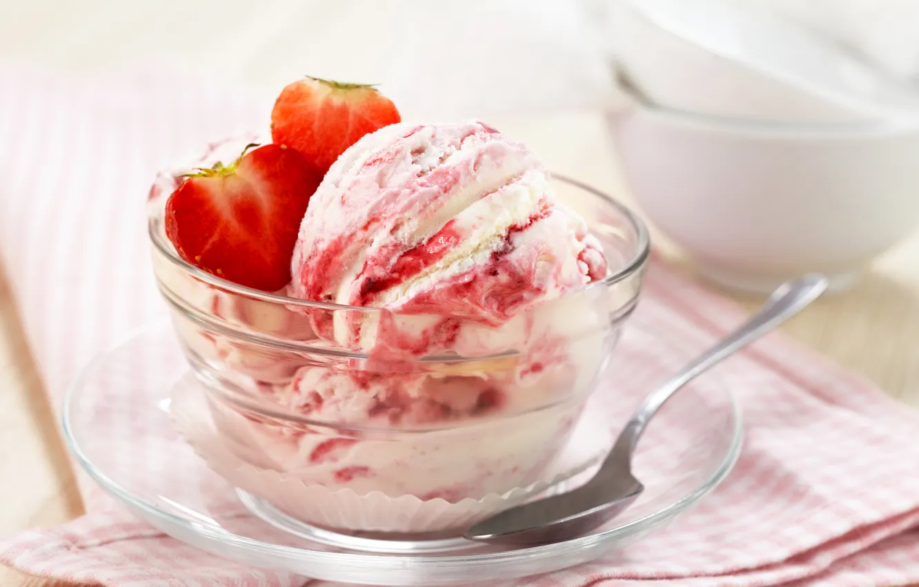 Photo wallpaper berries, strawberry, ice cream, dessert, Strawberry, dessert, ice cream