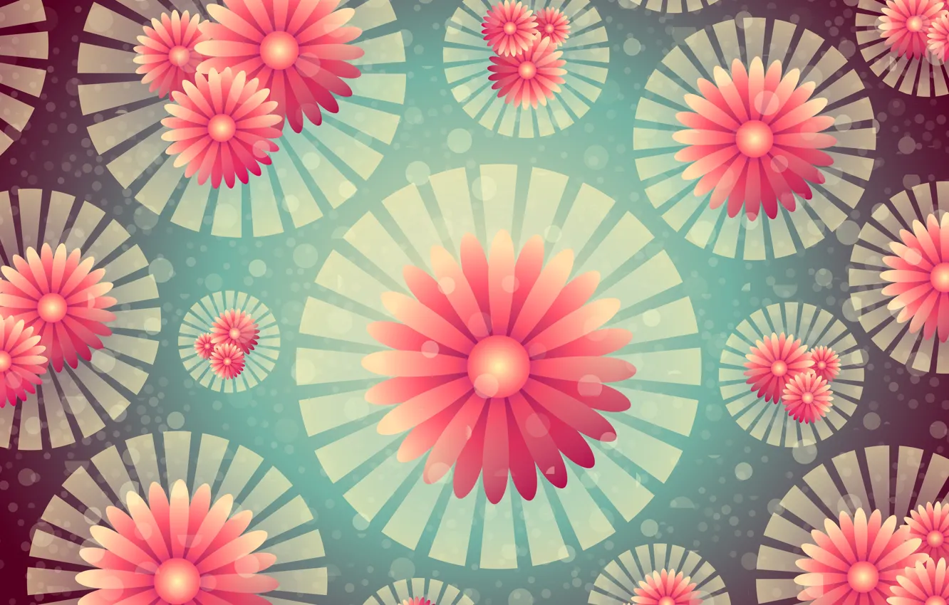 Photo wallpaper flowers, background, graphics, texture, geometry, bokeh, digital art