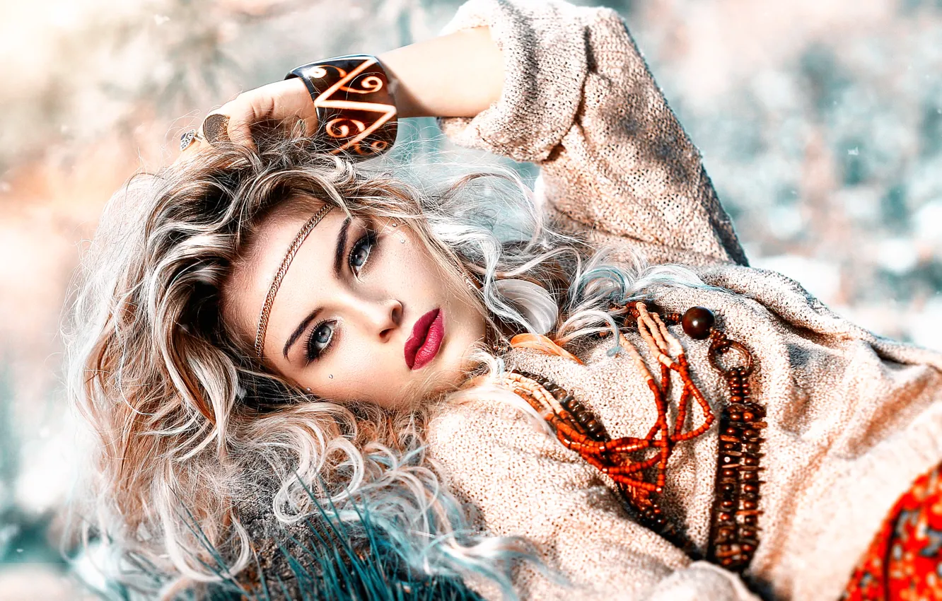 Photo wallpaper girl, decoration, makeup, Alessandro Di Cicco, Free Spirit