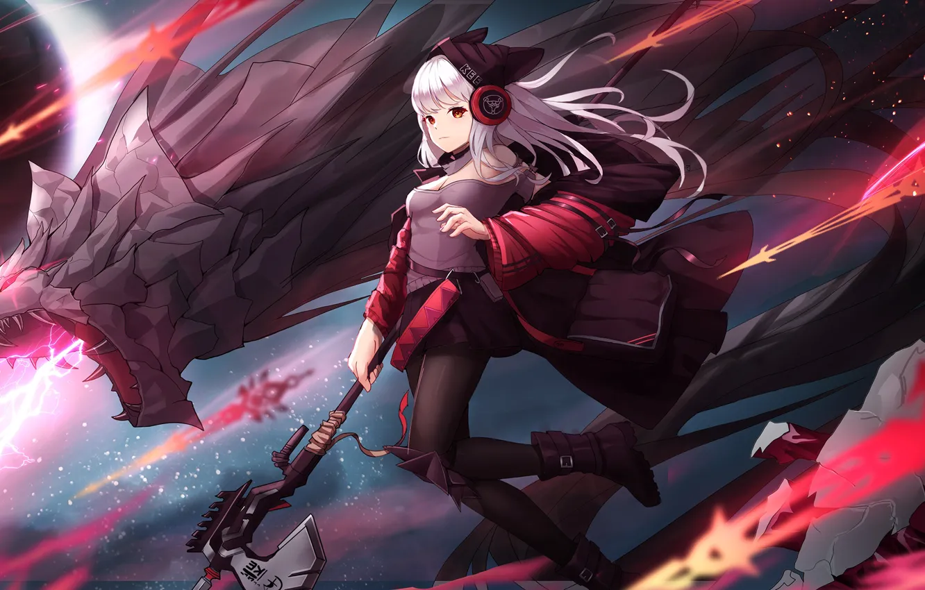 Photo wallpaper girl, weapons, Arknights, Frostleaf