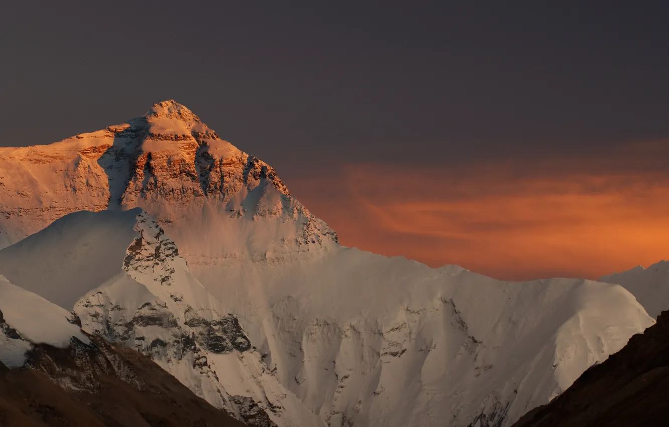 Photo wallpaper the sky, light, snow, mountains, tops