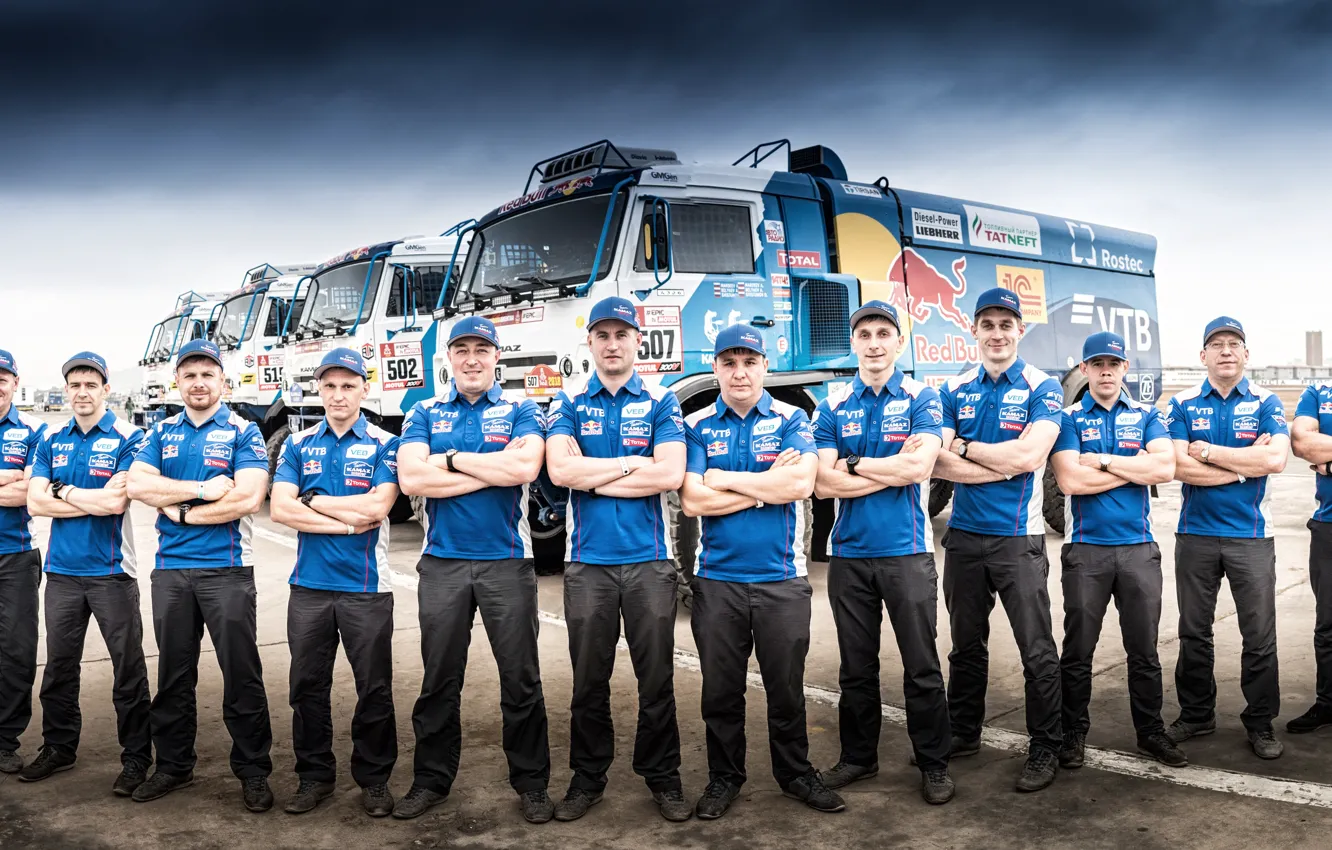 Photo wallpaper people, Master, team, Russia, Kamaz, Rally, Dakar, KAMAZ-master