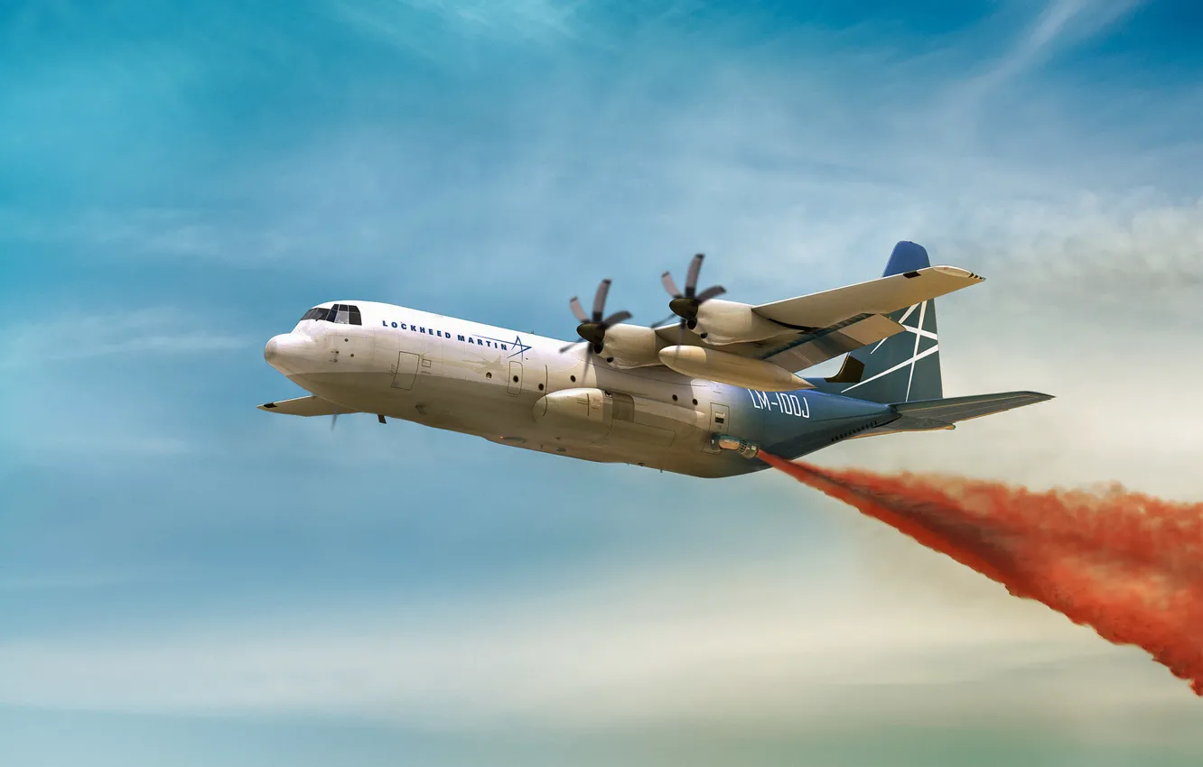Photo wallpaper flight, the plane, military transport, Hercules, LM-100J