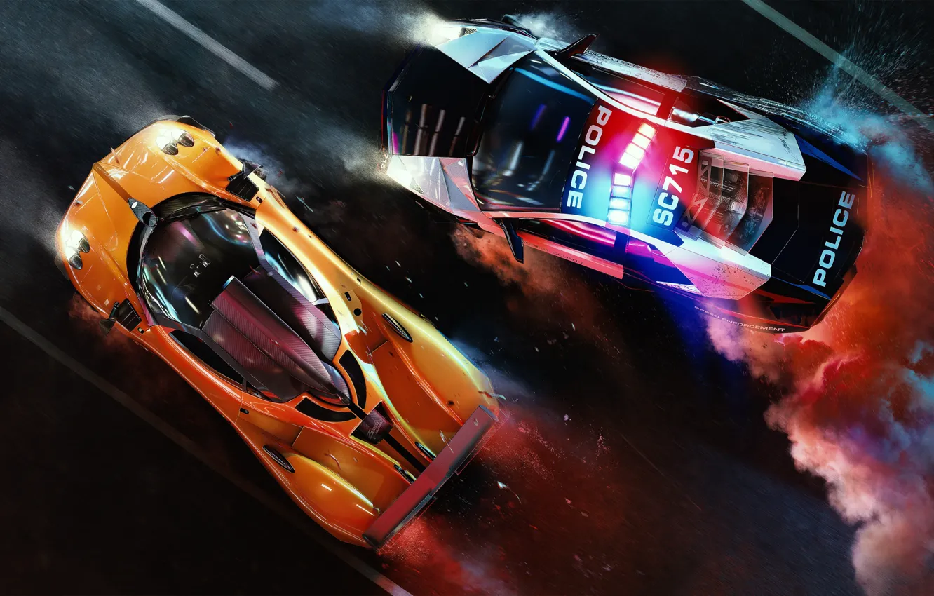Photo wallpaper Lamborghini, Reventon, Pagani, Need for Speed, Zonda, police, Hot Pursuit, need for speed hot pursuit