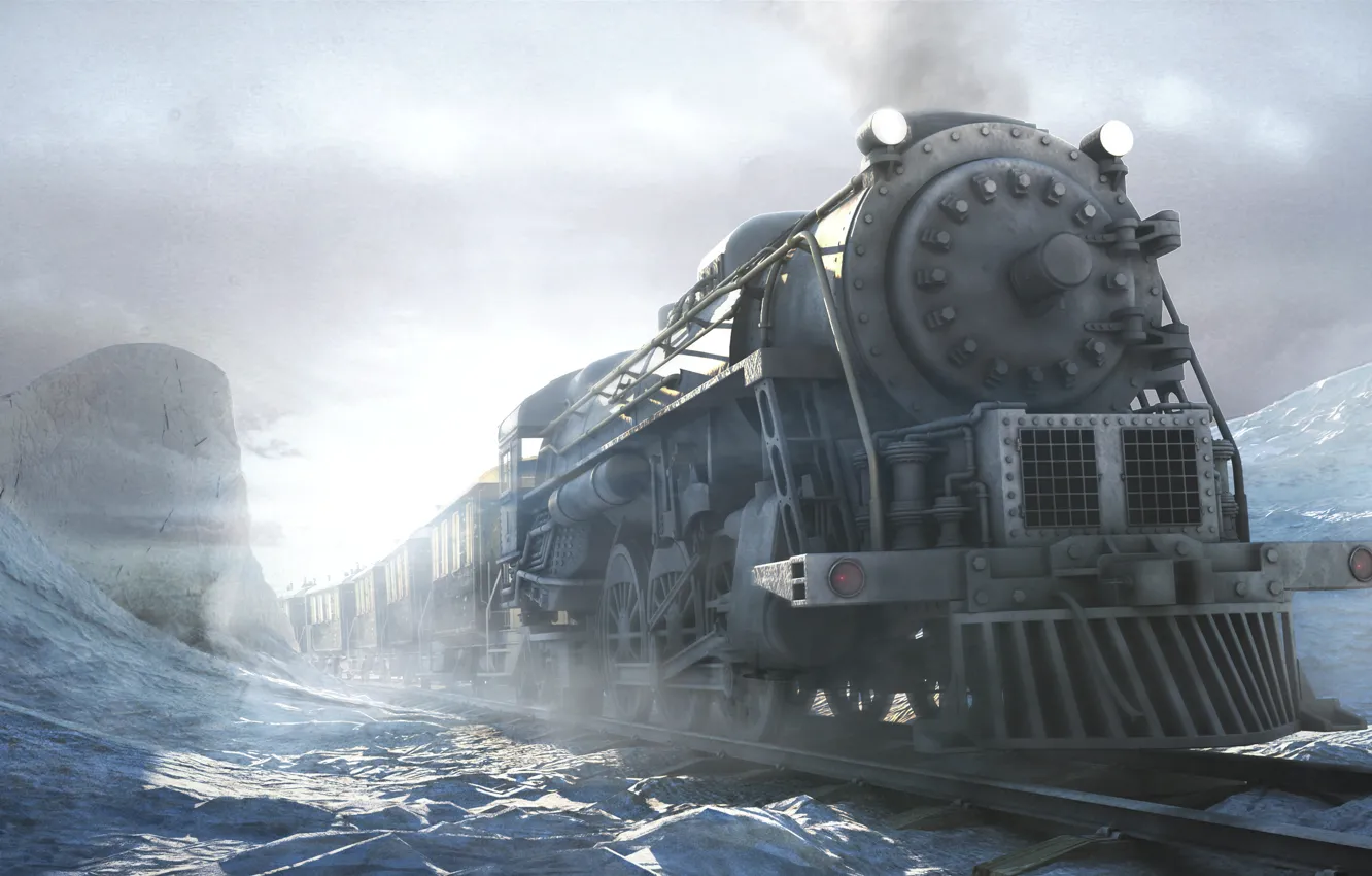 Photo wallpaper winter, the game, train, Siberia, siberia