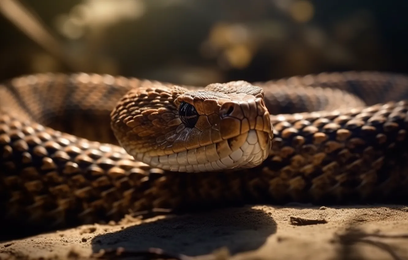Photo wallpaper eyes, look, face, animal, danger, snake, front, reptile