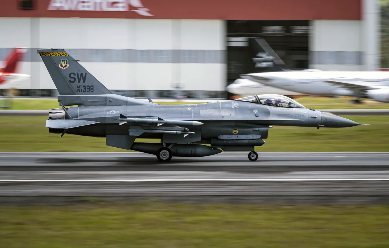 Photo wallpaper UNITED STATES AIR FORCE, General Dynamics F-16 Fighting Falcon, the fourth generation, multi-role fighter, American …