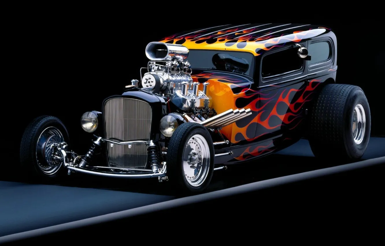 Photo wallpaper background, flame, tuning, Hot Rod, the front, Hot Rod