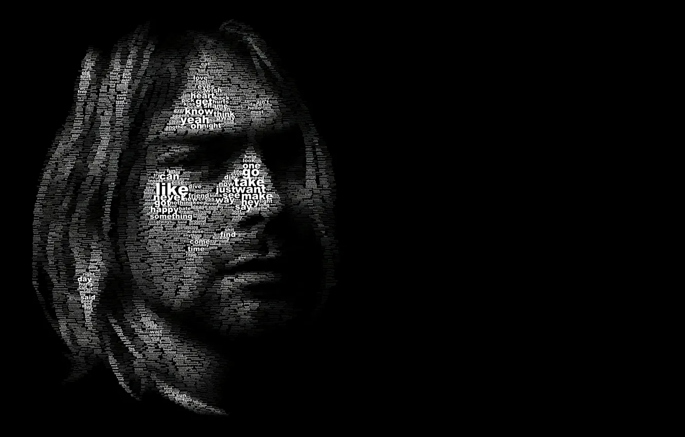 Photo wallpaper text, Nirvana, portrait, words, Kurt Cobain