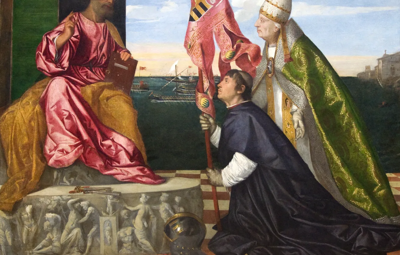 Photo wallpaper Titian Vecellio, Pope Alexander VI, presents Jacopo Pesaro to Saint Peter, from 1506 to 1511