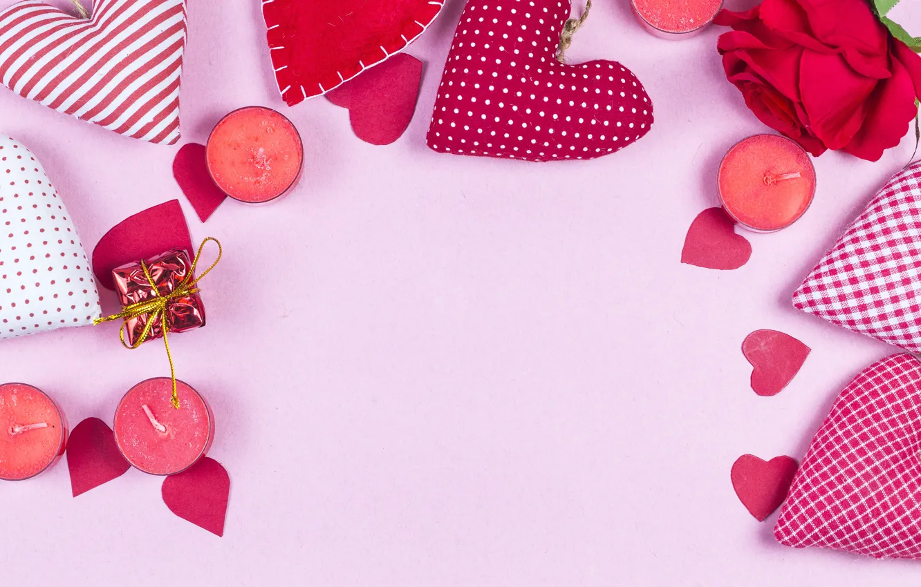 Photo wallpaper holiday, candles, hearts, Valentine's day