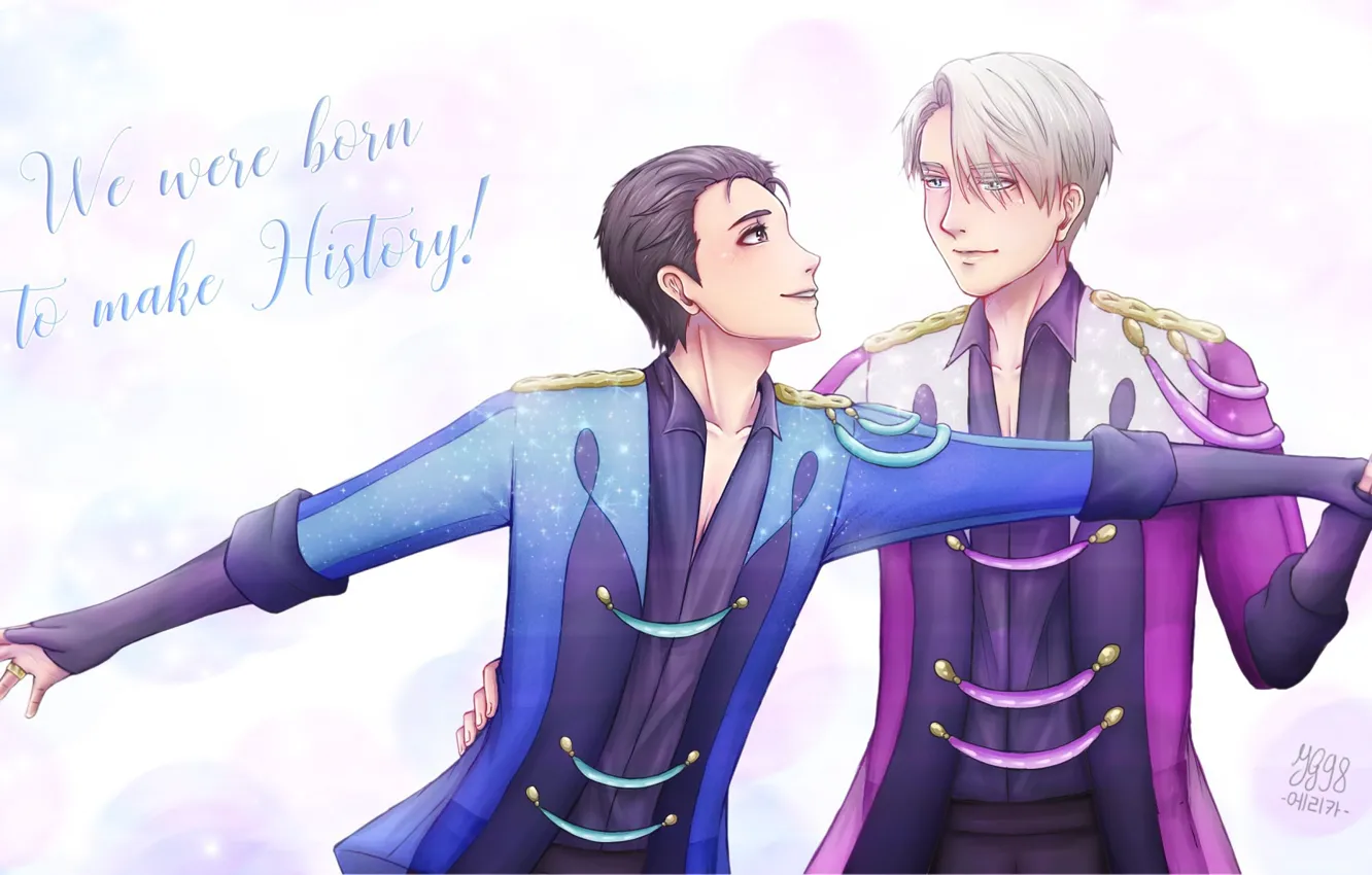 Photo wallpaper sport, anime, art, figure chanie, Yuri on the ice, Viktor Nikiforov, Yuri Katsuki, Yuri On …