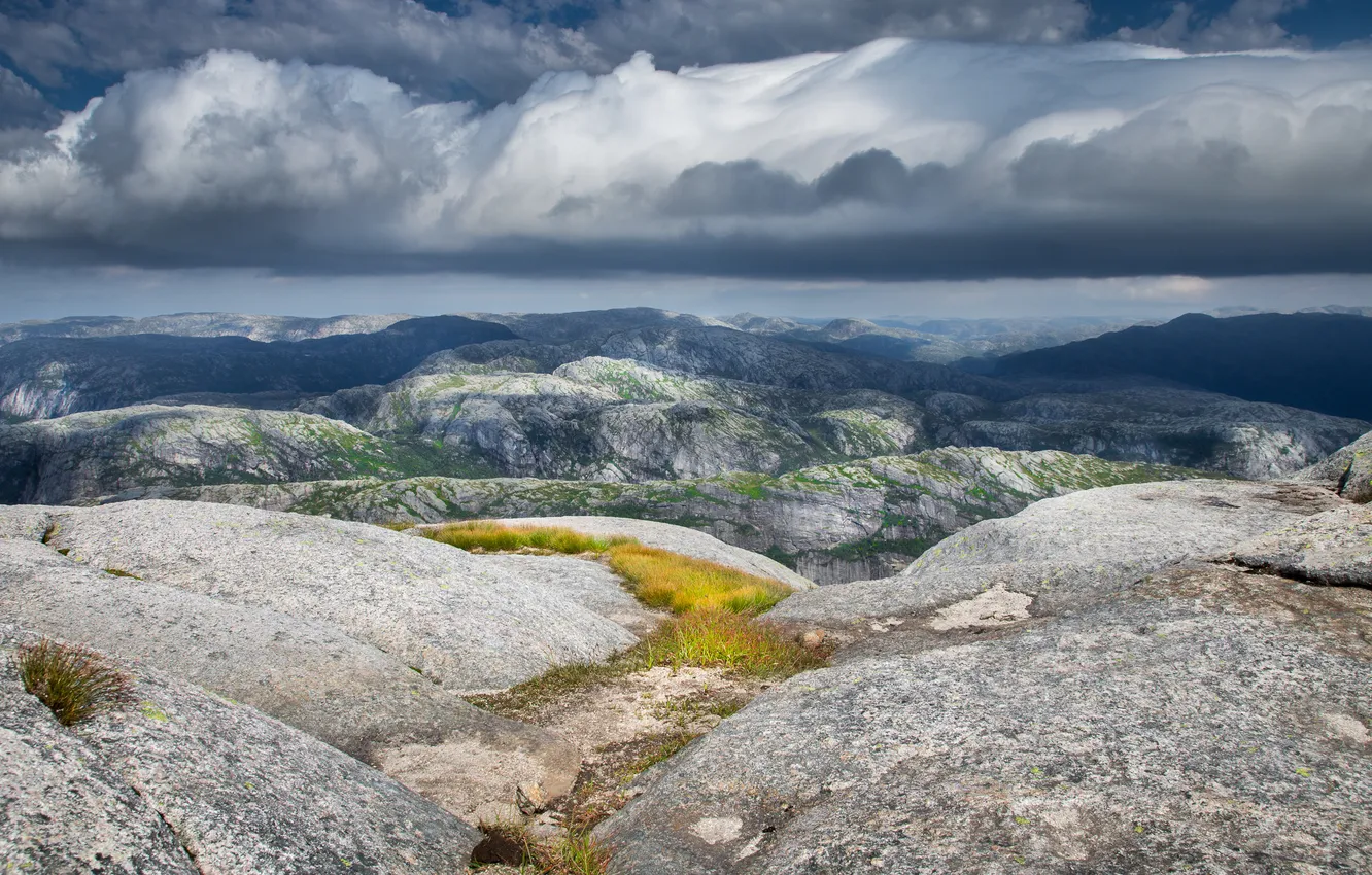 Photo wallpaper the sky, landscape, mountains, clouds