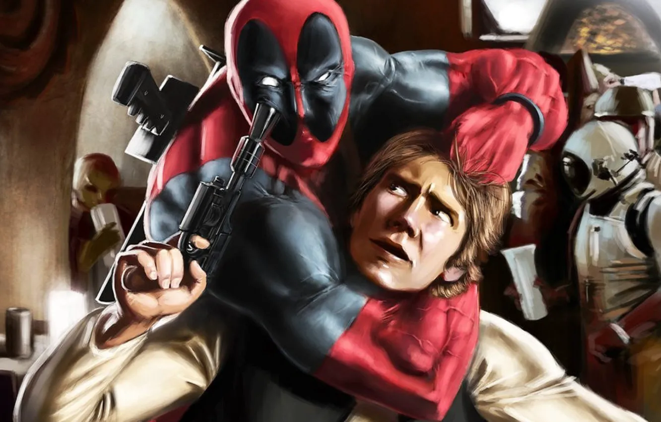 Photo wallpaper Star Wars, Star wars, Deadpool, Marvel, Deadpool, Harrison Ford, Harrison Ford, Han Solo