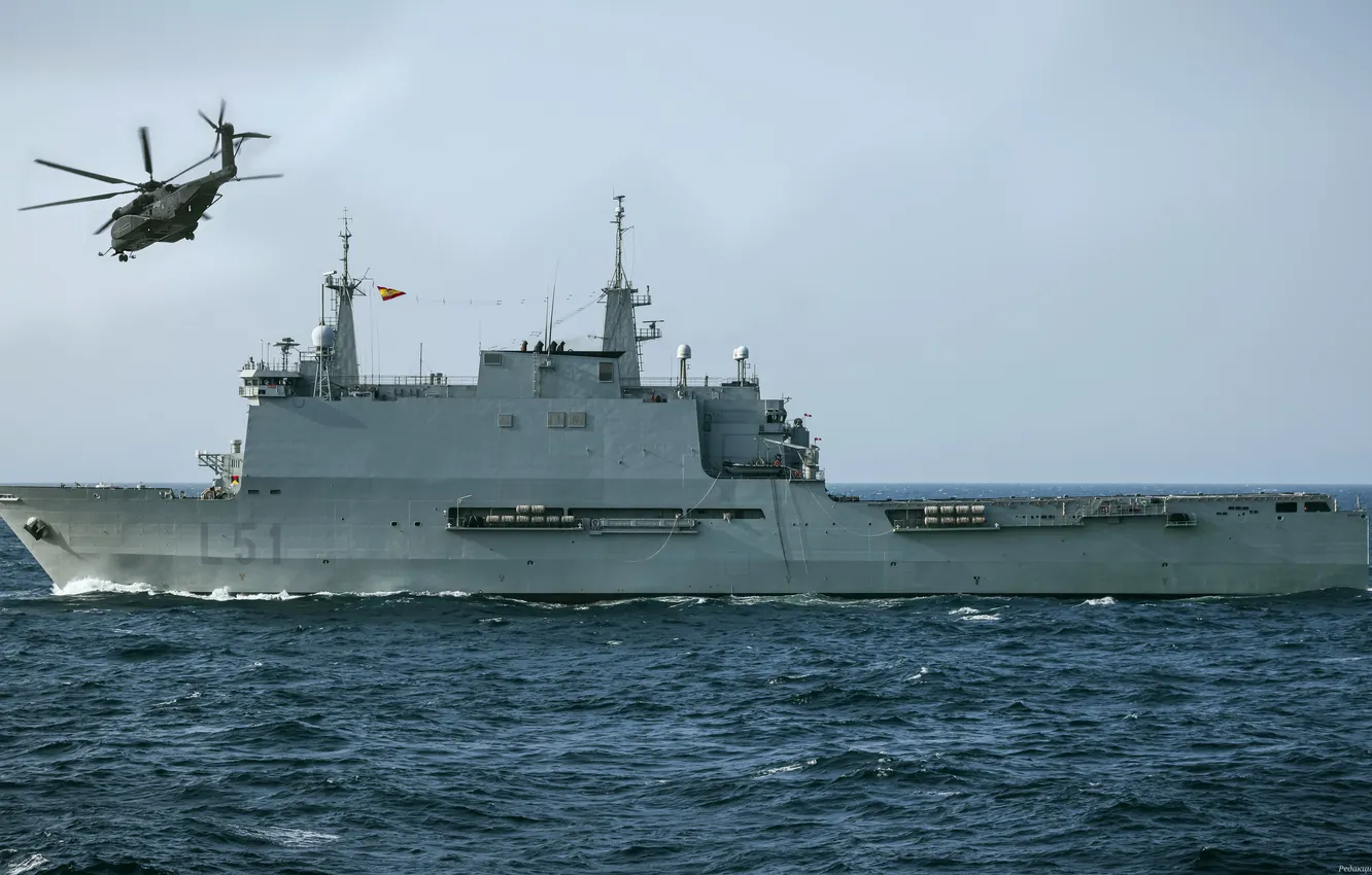 Photo wallpaper exercises, Galicia, Spanish Navy, Amphibious helicopter transport dock, L51