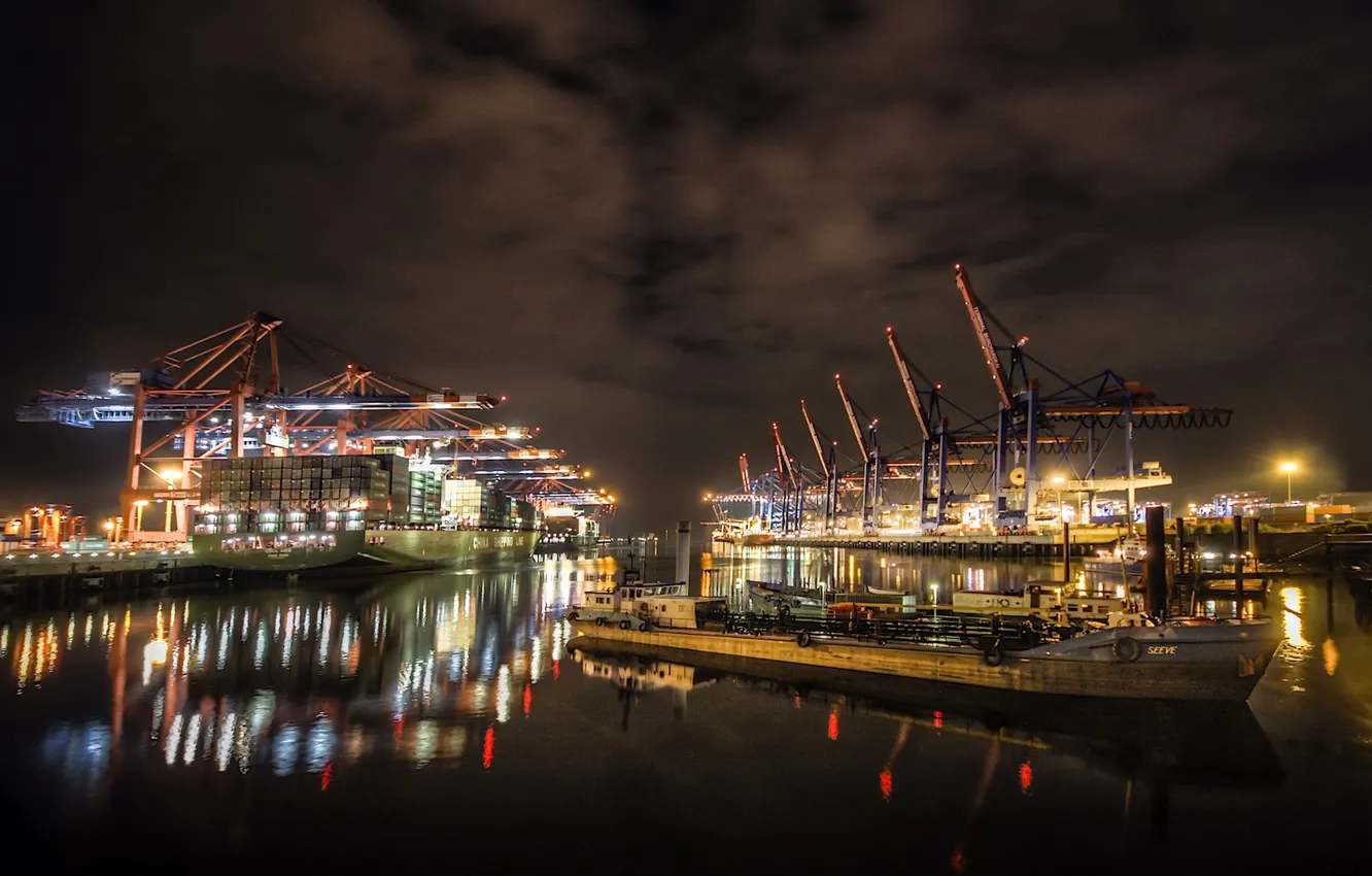 Photo wallpaper the city, port, Hamburg