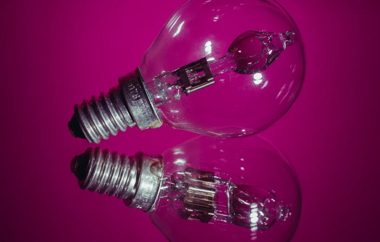 Photo wallpaper light bulb, macro, reflection