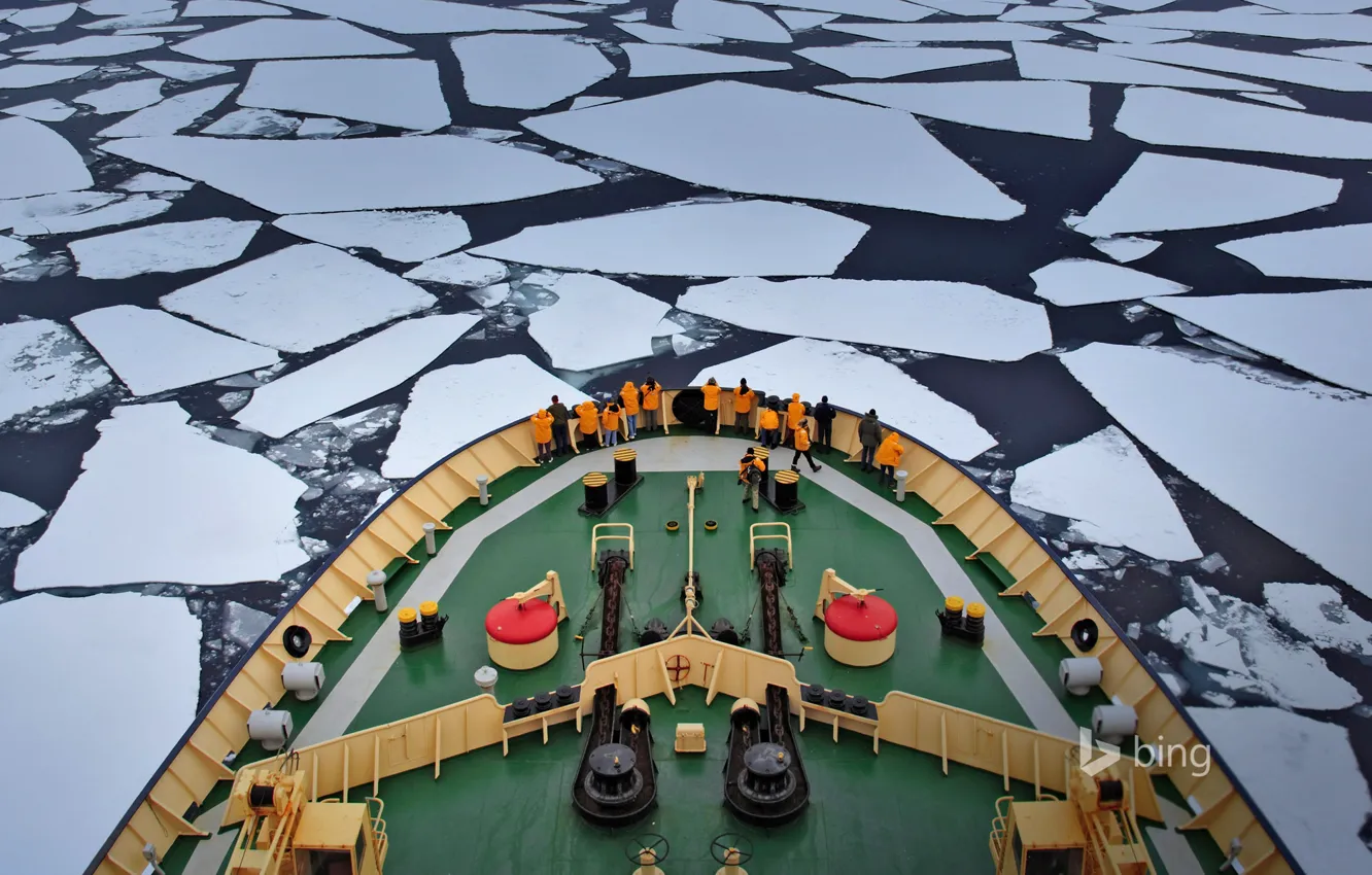 Photo wallpaper ice, sea, ship, icebreaker