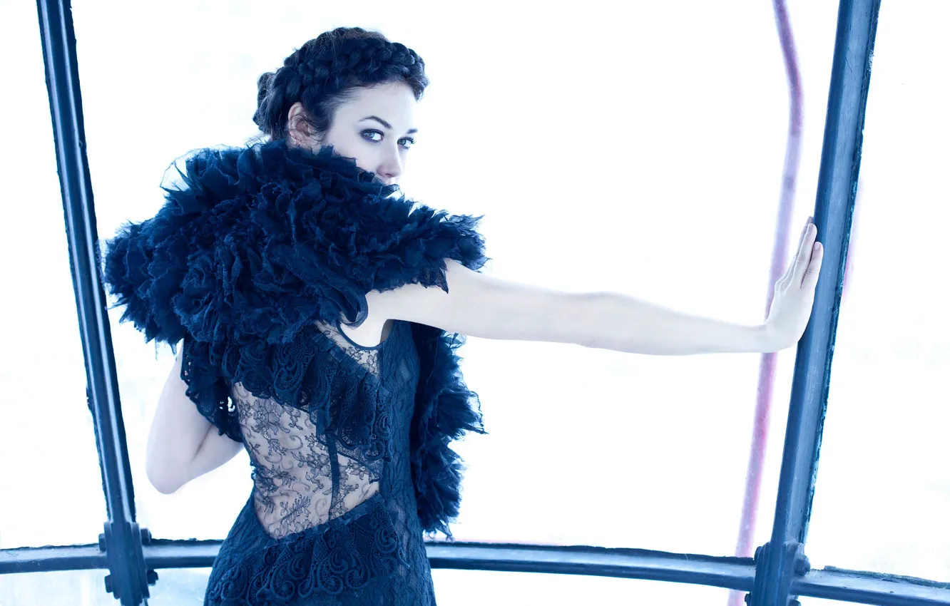 Photo wallpaper look, pose, model, makeup, dress, actress, brunette, hairstyle