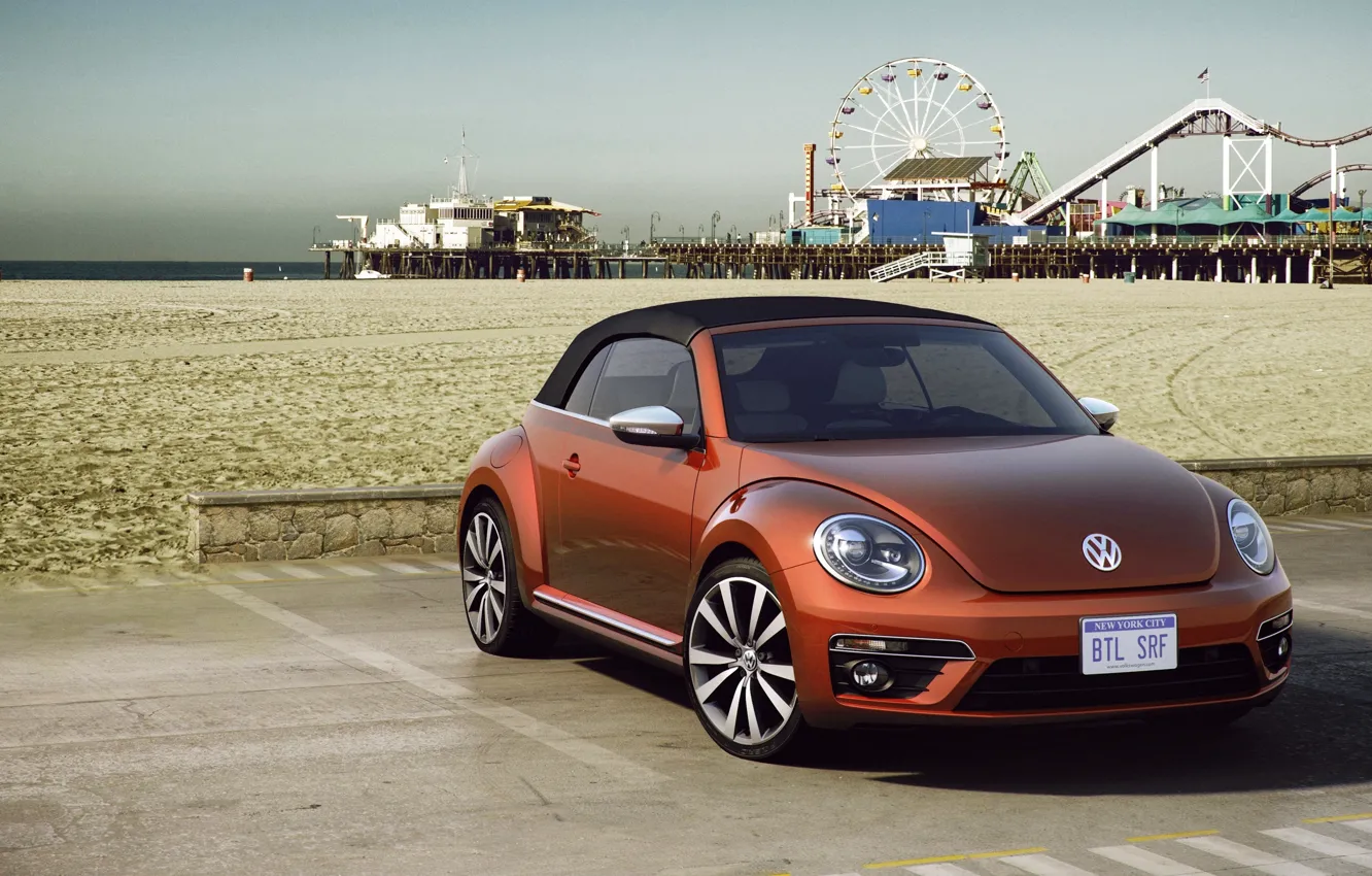 Photo wallpaper sand, Concept, beach, beetle, Volkswagen, day, the concept, convertible