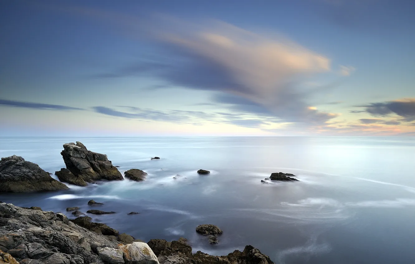 Photo wallpaper sea, the sky, landscape, rocks