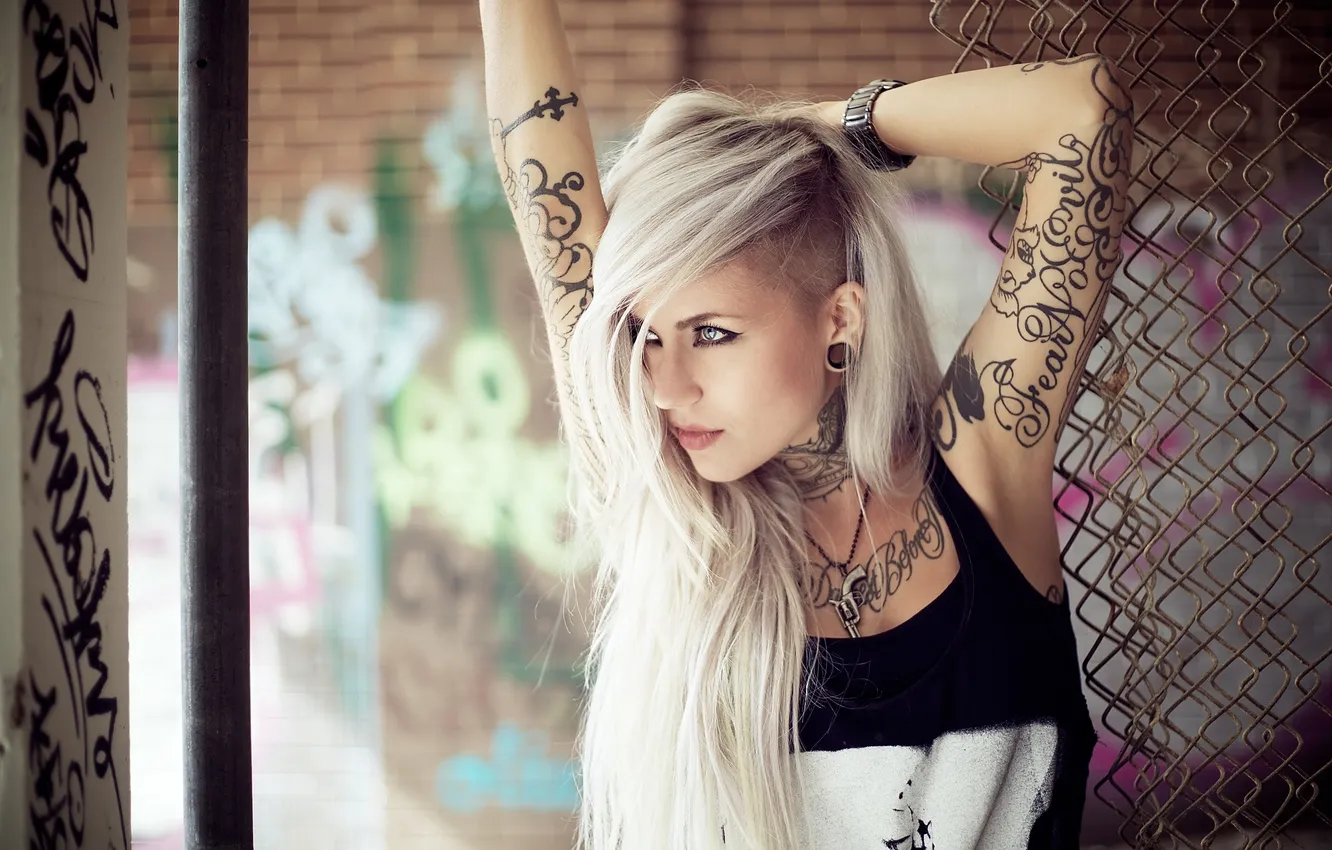 Photo wallpaper tattoo, blonde, tattoo, sara fabel