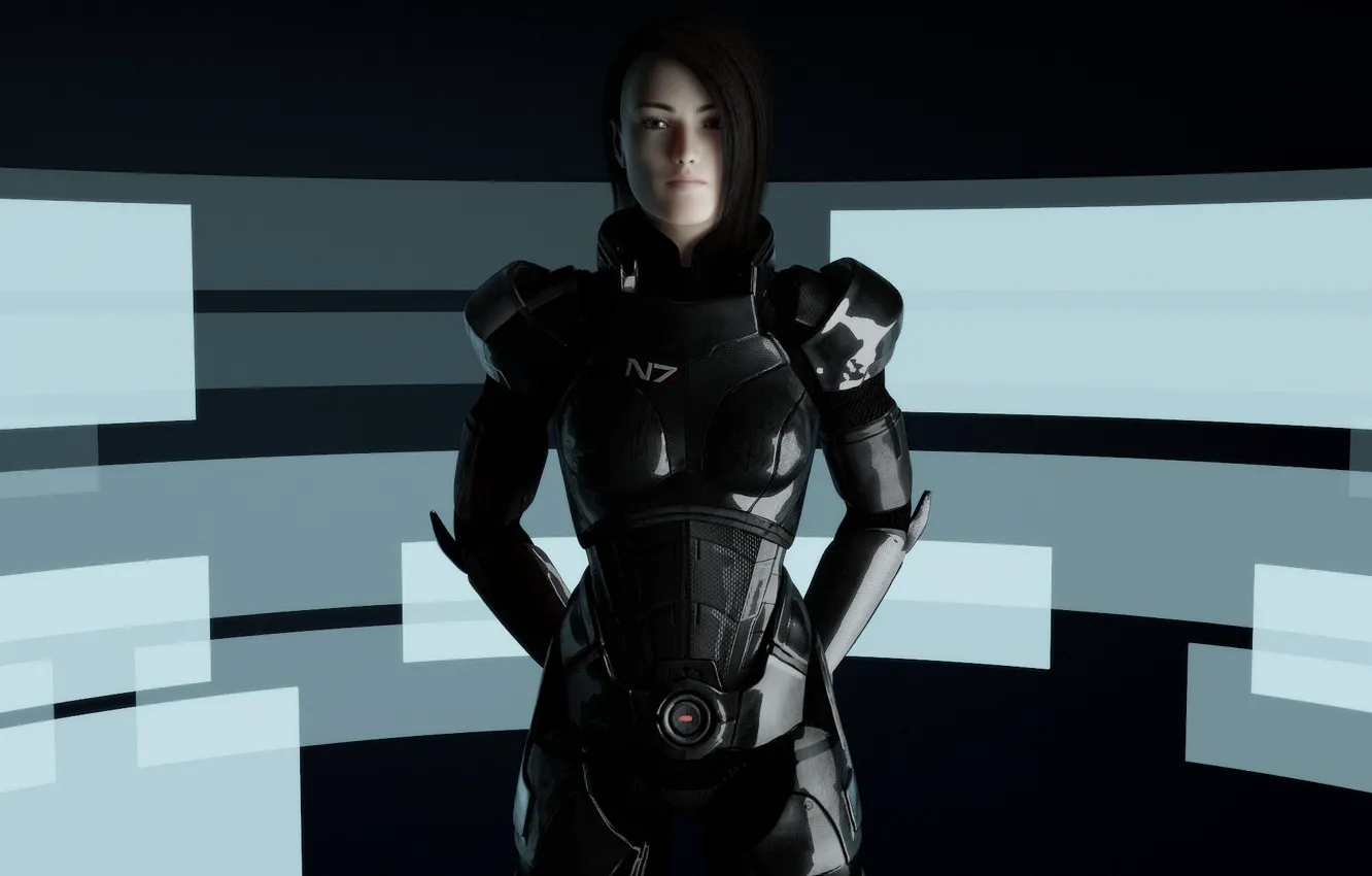 Photo wallpaper girl, abstraction, armor, Mass Effect, Shepard, fan art, Shepard