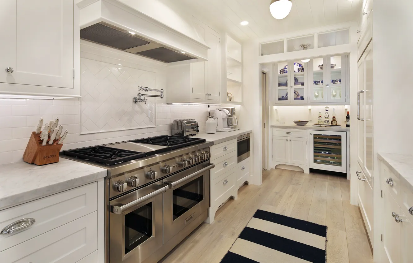 Photo wallpaper interior, kitchen, plate, wardrobe
