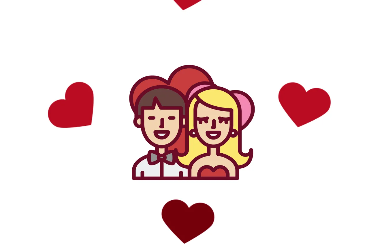 Photo wallpaper girl, love, holiday, heart, pair, guy, vljublennye