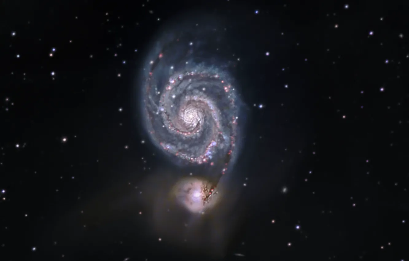 Photo wallpaper Galaxy, The Dogs Of War, Whirlpool, in the constellation, M51