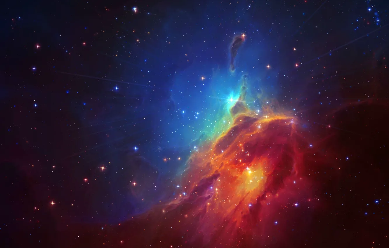 Photo wallpaper colors, space, Nebula, stars, cosmos, galaxy
